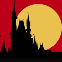 Snow White's iconic castle is outlined in the moon for this travel guide