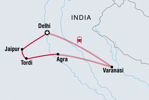 Intrepid Travel India Gateway Tour Itinerary map
