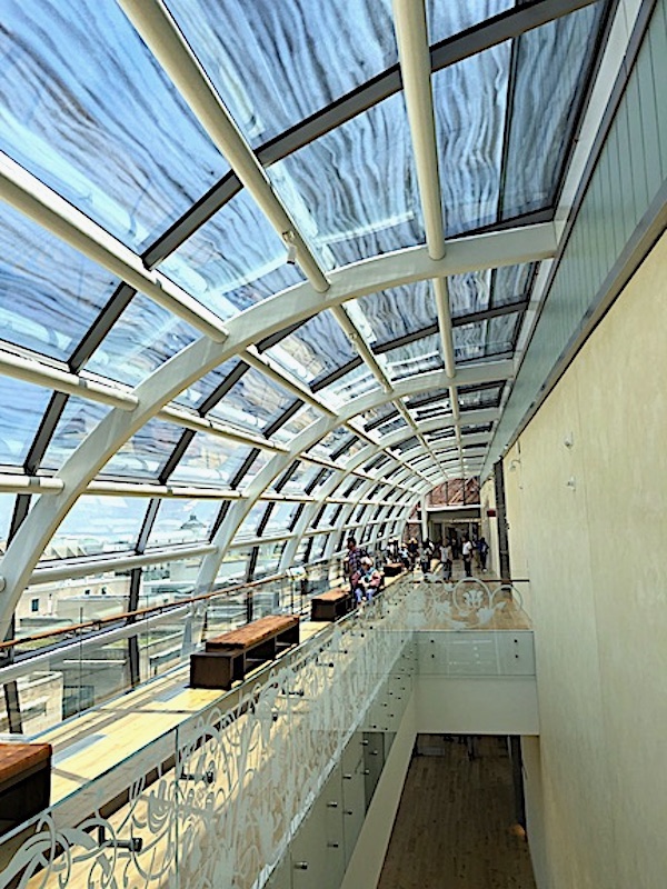 The glass-enclosed 6th Floor observation promenade at the Museum of the Bible