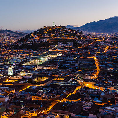 Quito’s colonial sector at night