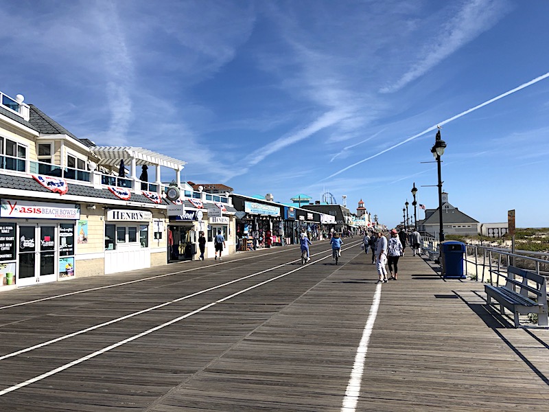 Shops and food vendors along the Ocean City, New Jersey, boardwalk