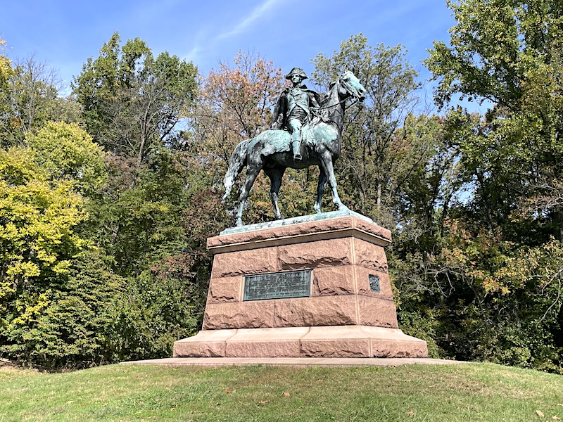 The bronze statue of General Anthony Wayne along the 10-mile Encampment Tour Route at Valley Forge