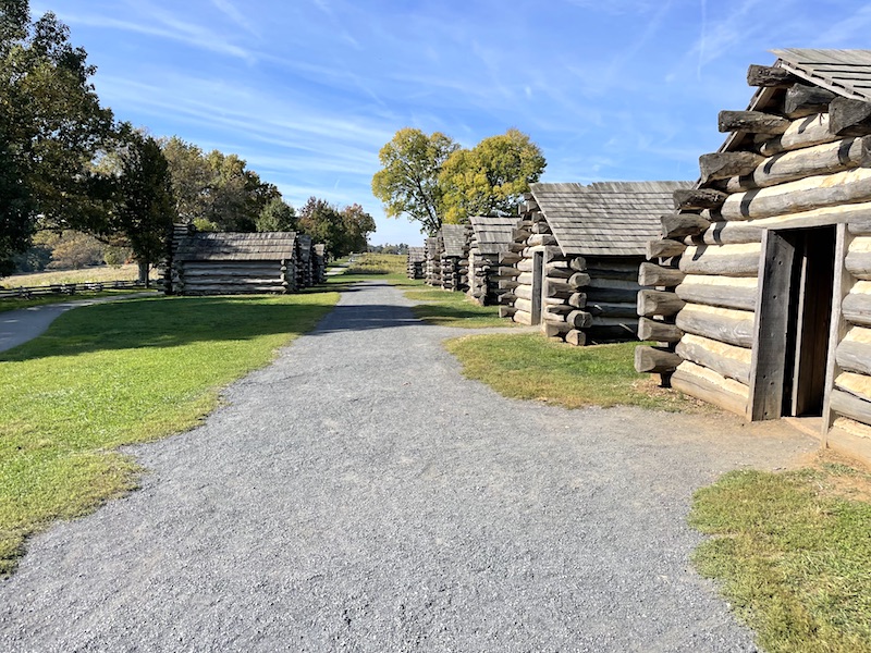 The reconstructed Muhlenberg Brigade huts at Valley Forge