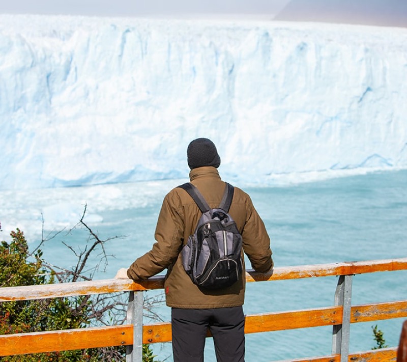 Admiring the glacier calving phenomenon at the boardwalks of the Perito Moreno Glacier in Argentina