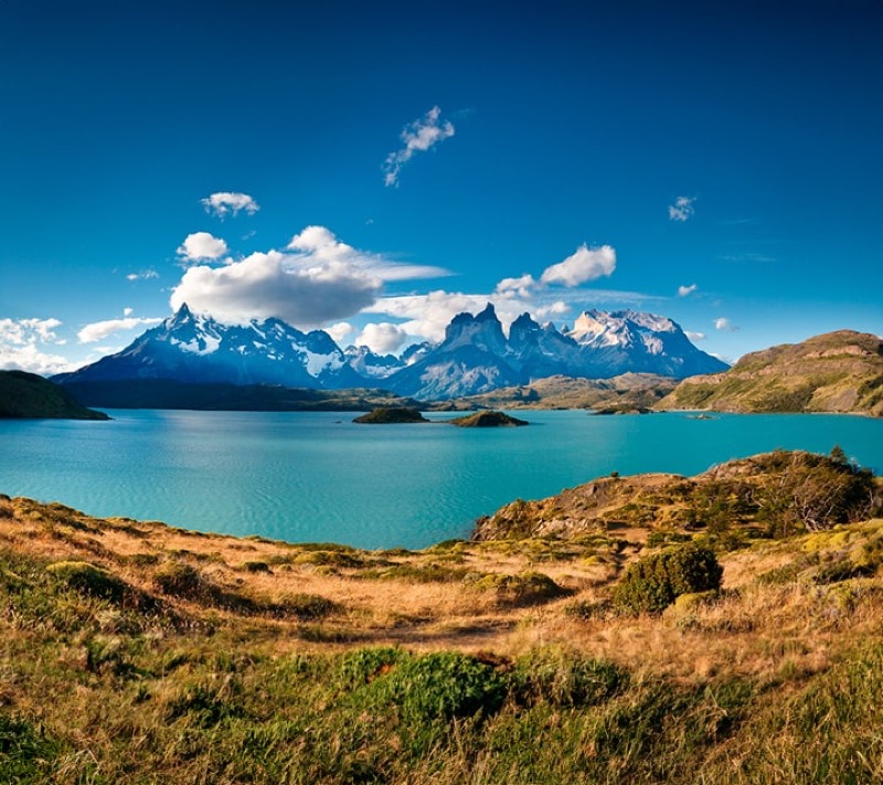 Panoramic shot of the Paine massif in Torres del Paine National Park