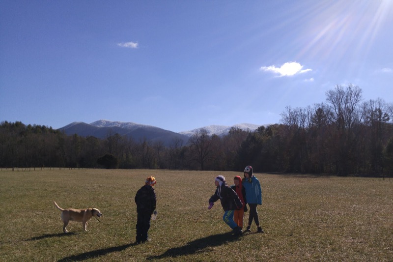 Cades Cove in January. I love the snow-capped peaks in the distance but no snow at all in the valley on this day. There was no traffic on the loop road so we could enjoy ourselves at a leisurely pace.