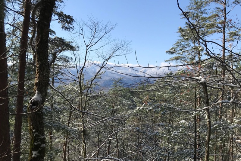A winter view from Chestnut Top Trail near the Townsend entrance to the Smokies. Love the snow-capped mountains in the distance.