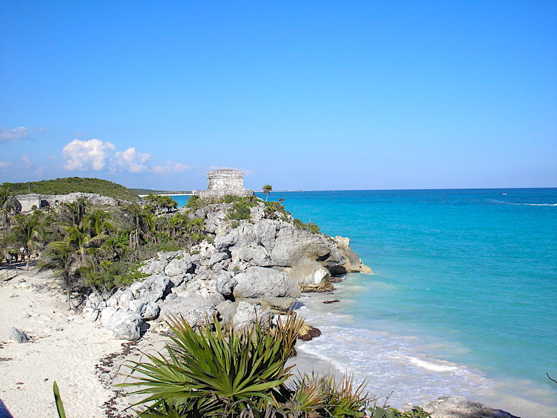A small outpost structure overlooking the Caribbean at Tulum