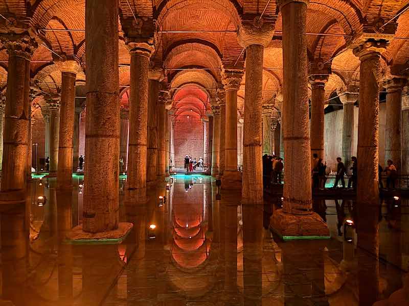 The forest of columns in the Basilica Cistern