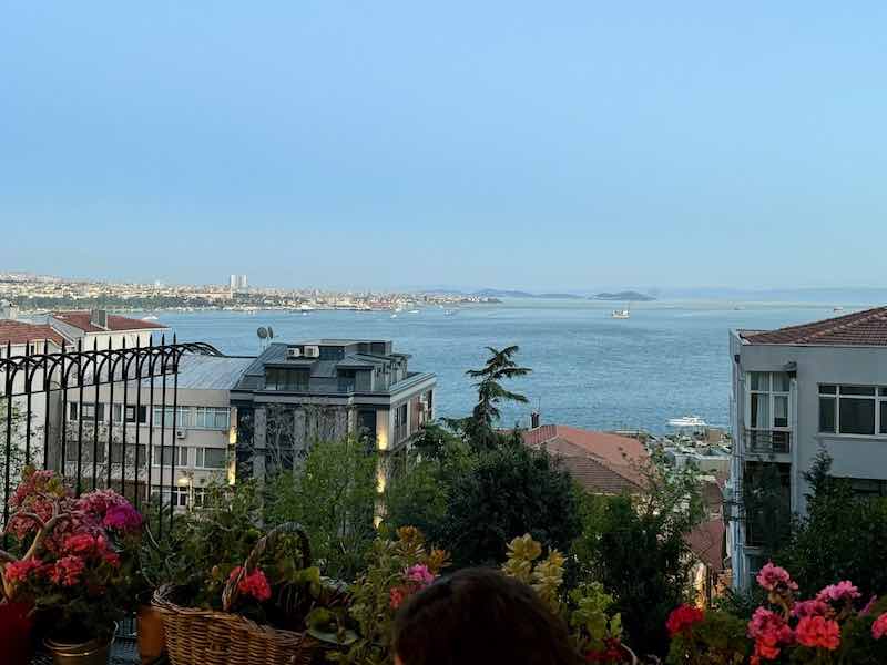 The Bosphorus from the balcony of the Demite Meyhanesi (Demite Tavern) in Taksim