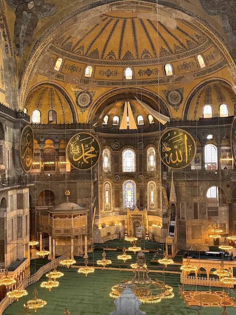 The interior of the Hagia Sophia looking toward the central apse