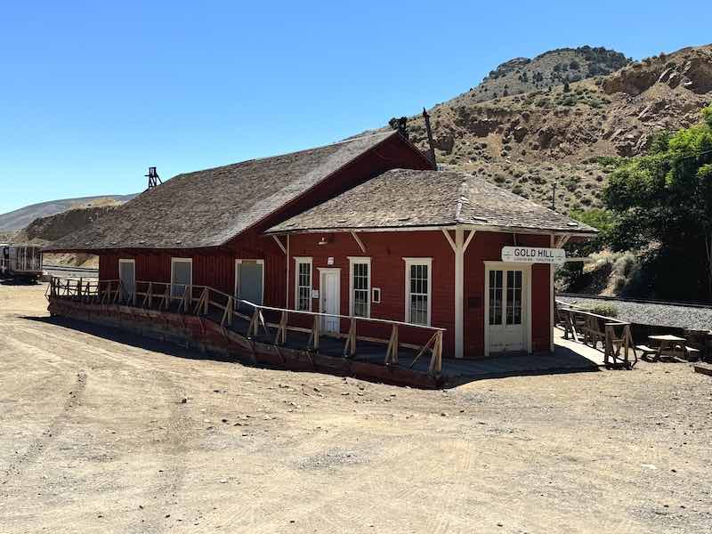 The train depot at Gold Hill for the Virginia and Truckee Short Line train