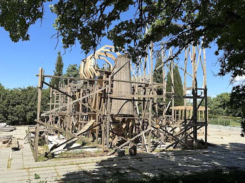 A replica of the Trojan Horse under reconstruction at the Historical National Park at Troy