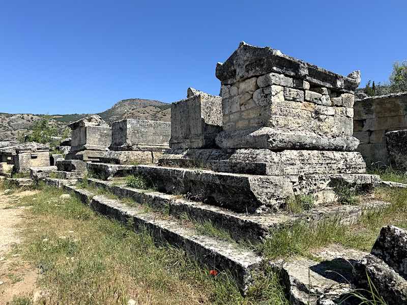 A few of the limestone stones found in the Greco-Roman necropolis of Hierapolis