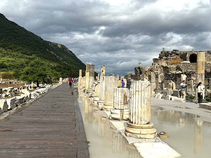 Remnants of the colonnade of the Basilica Stoa in Ephesus