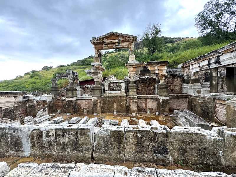 A fountain dedicated to the Roman Emperor Hadrian located along the Curetes Way in Ephesus