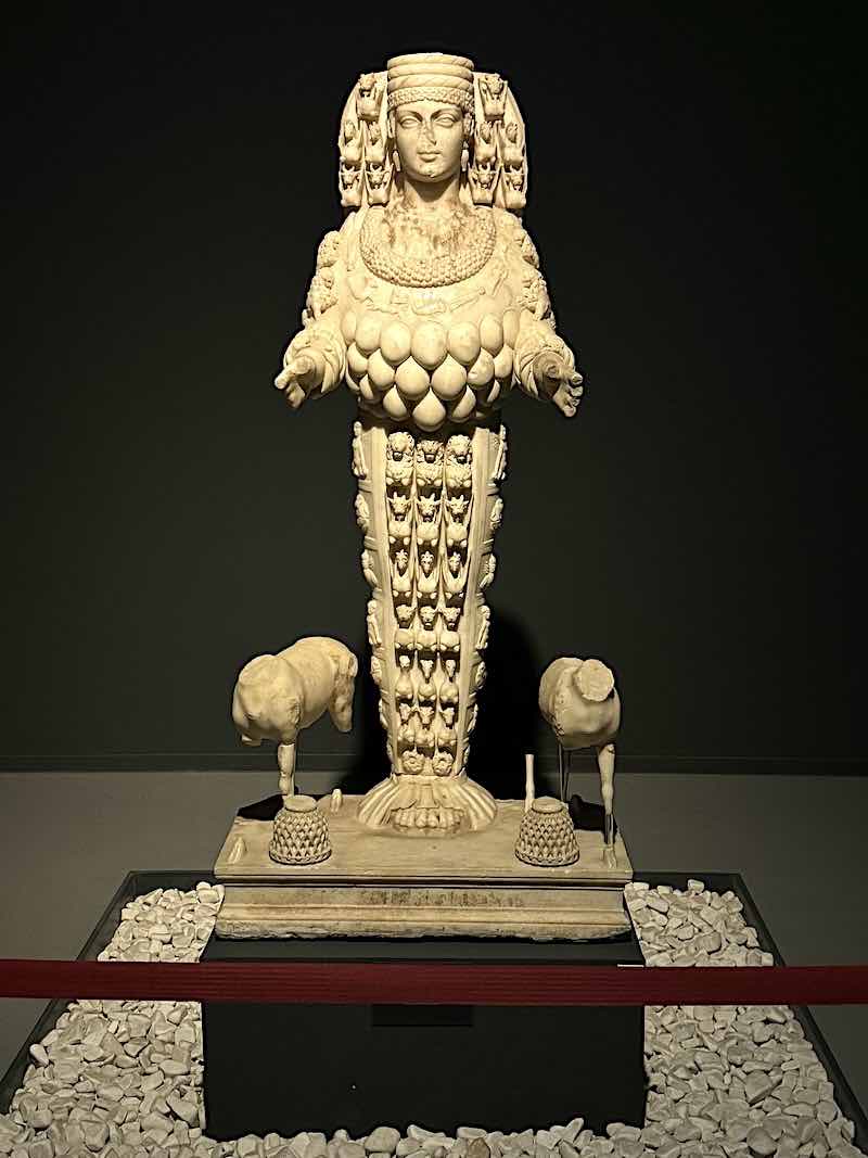 An ancient statue of the Greek Goddess Artemis from the 2nd Century AD found at Ephesus currently displayed at the Ephesus Archaeological Museum in Selçuk, Türkiye